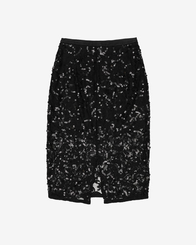 Black Sequin Detailed Pencil Skirt - S