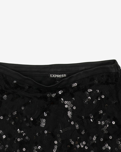 Black Sequin Detailed Pencil Skirt - S