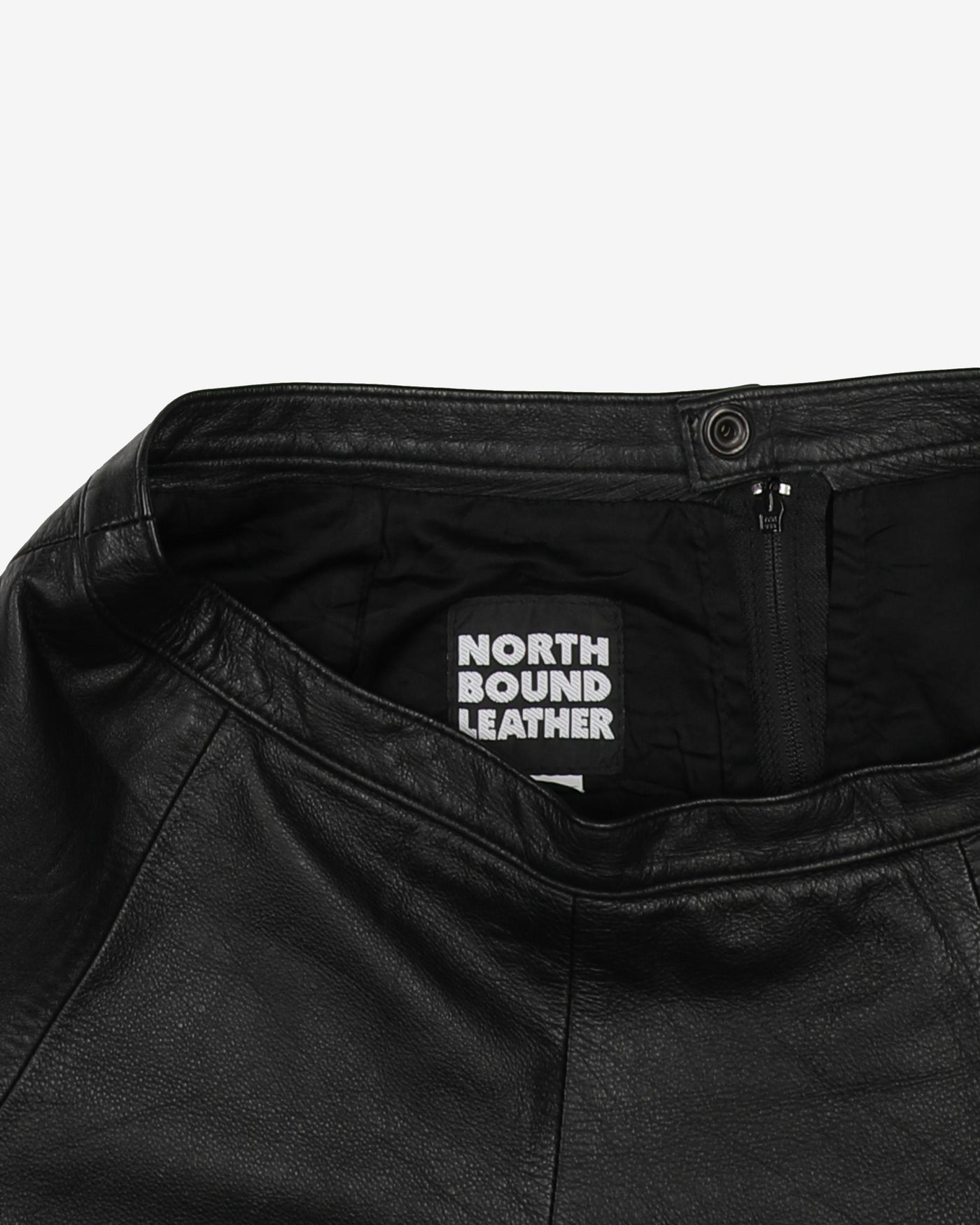 Black Leather Skater-Style Mini Skirt - S
