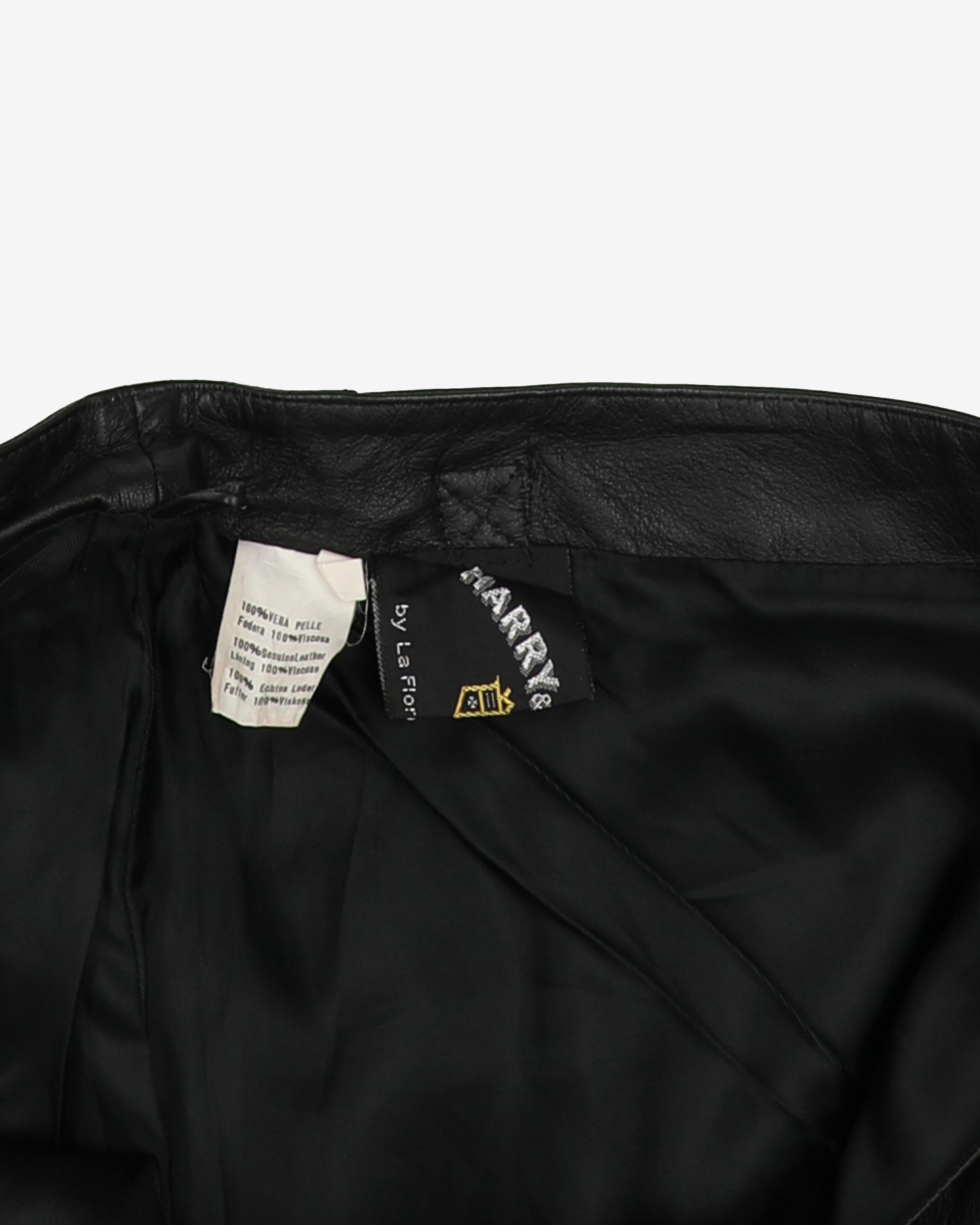Black Leather With Zip Detail Skirt - S