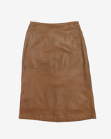 'S MaxMara Brown Leather Pencil Skirt - S