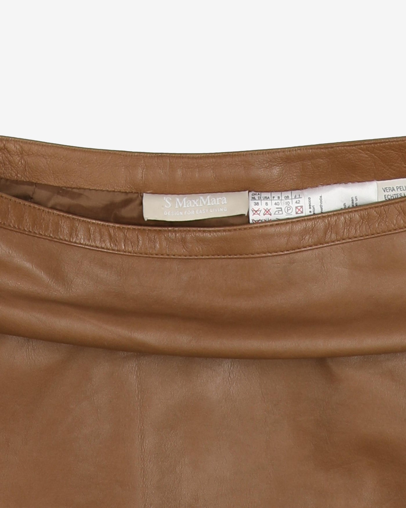 'S MaxMara Brown Leather Pencil Skirt - S