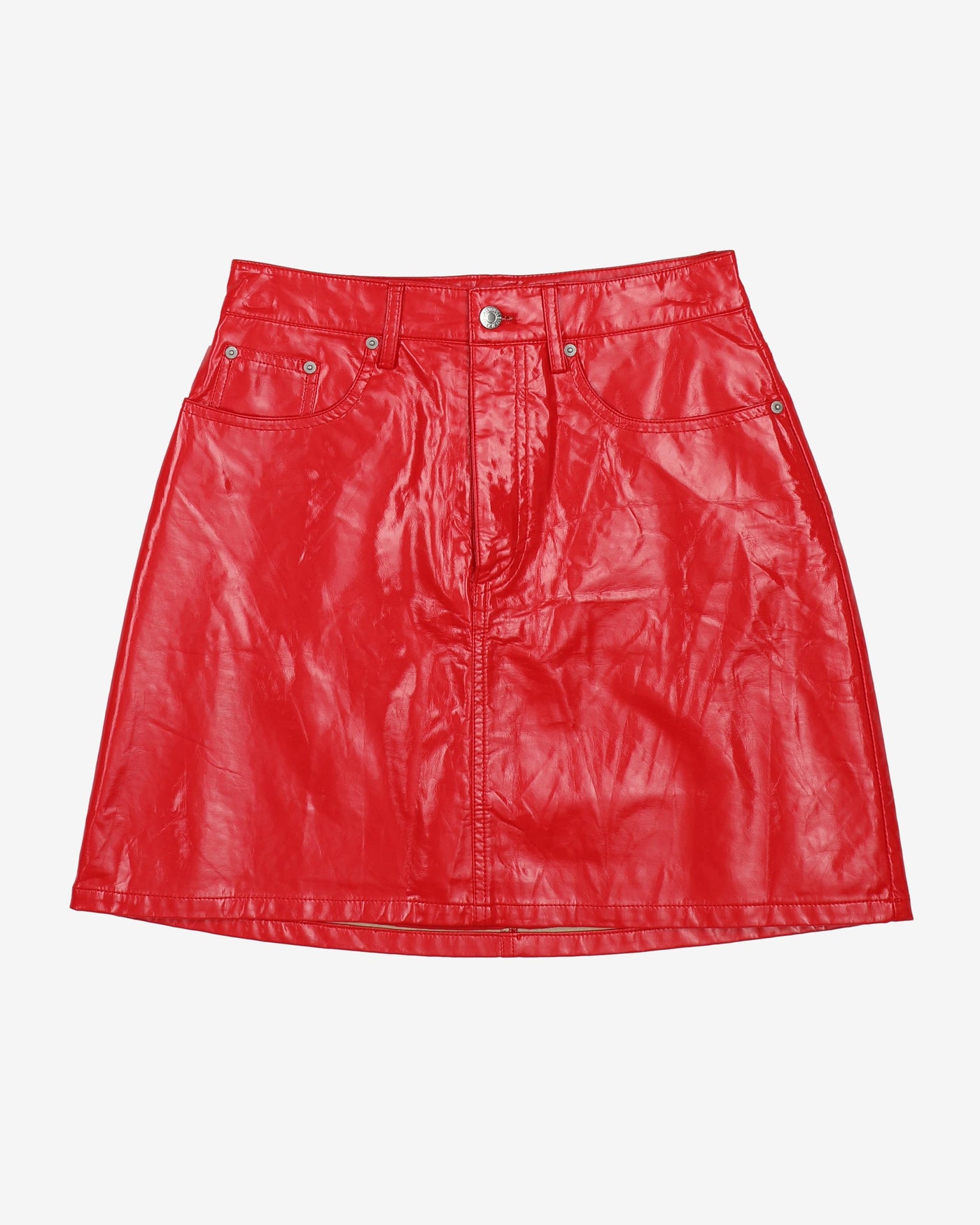 Calvin Klein Jeans Red Faux Leather Mini Skirt - S
