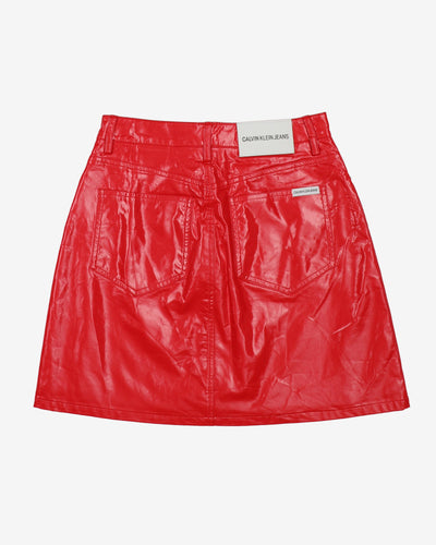 Calvin Klein Jeans Red Faux Leather Mini Skirt - S