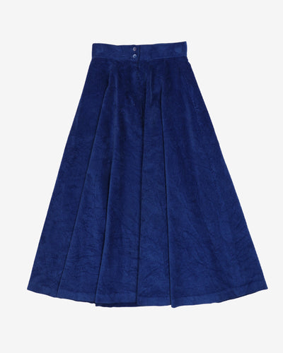 1980s Does The 1950s Blue Cord Skirt - XS