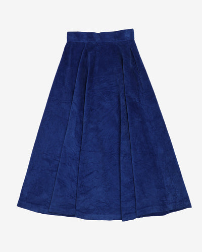 1980s Does The 1950s Blue Cord Skirt - XS