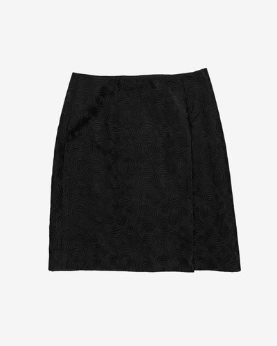 Wrap Style Embroidered Mini Skirt - M