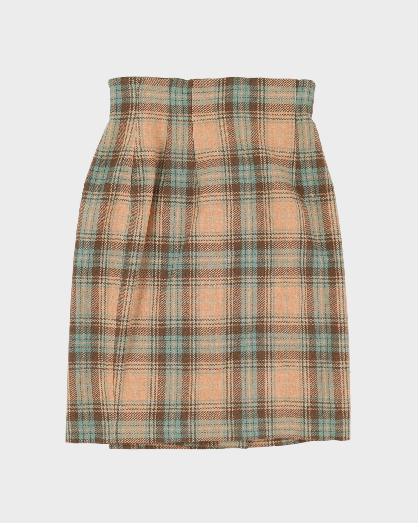 Orange And Blue Plaid Wrap Skirt - S