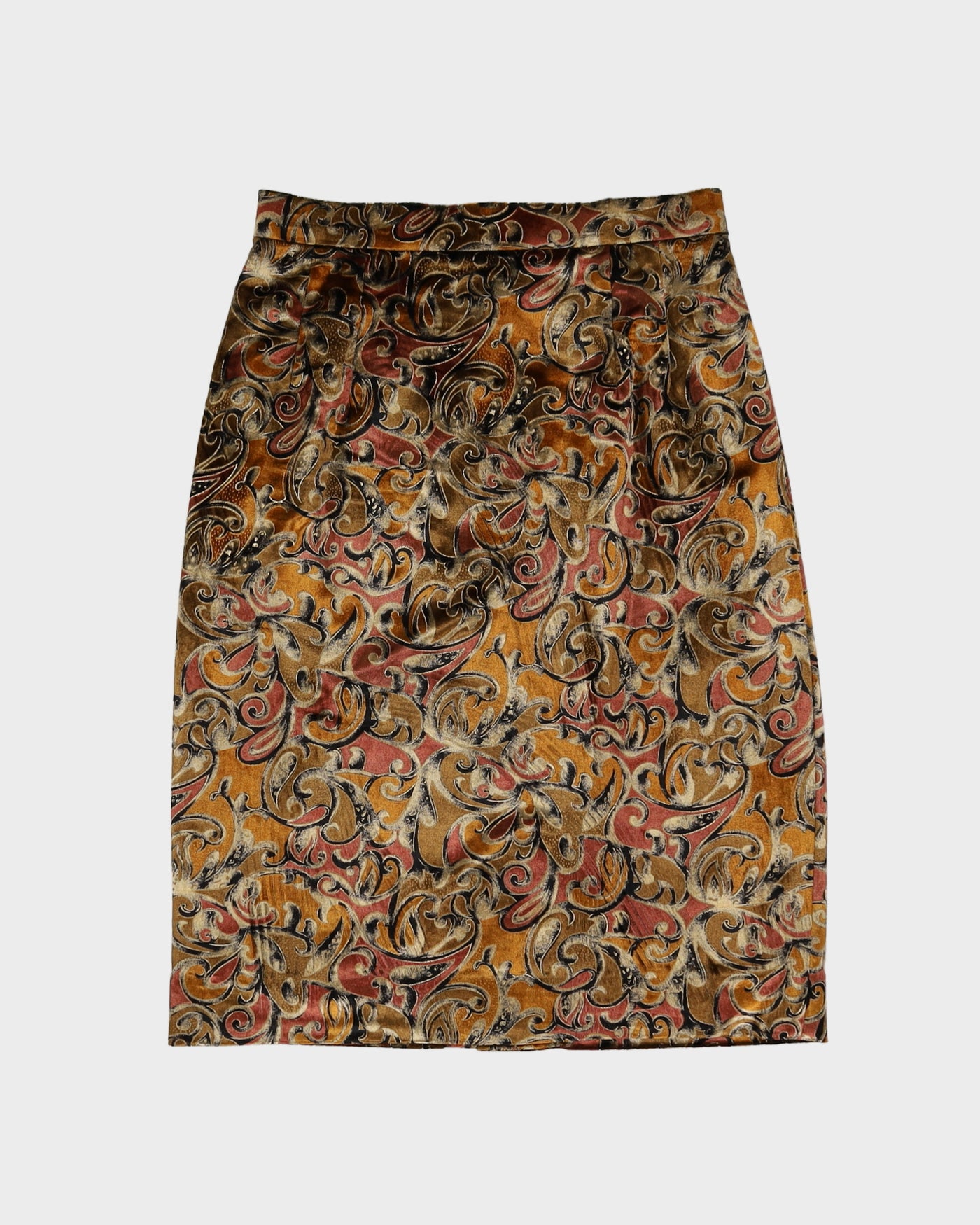Silk Velvet Patterned Pencil Skirt - S