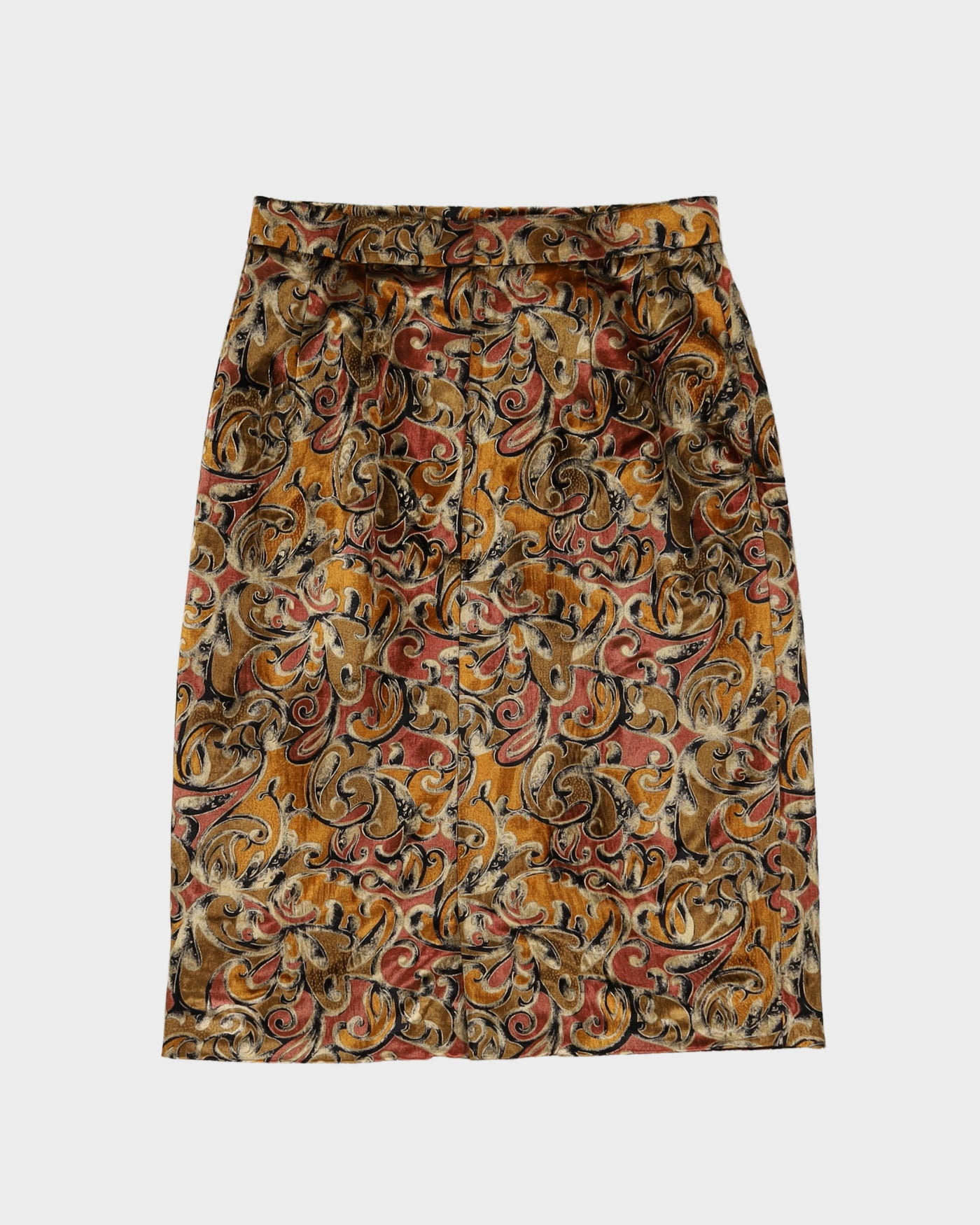 Silk Velvet Patterned Pencil Skirt - S