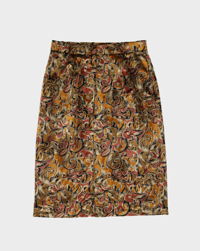 Silk Velvet Patterned Pencil Skirt - S