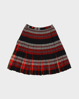 1950s Reversible Red Plaid Pleated Skirt - S