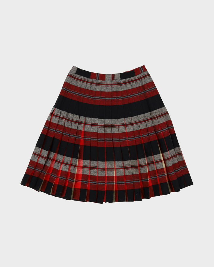 1950s Reversible Red Plaid Pleated Skirt - S