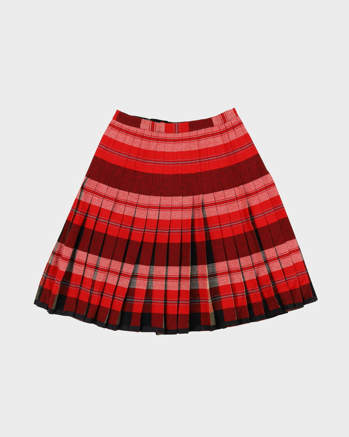 1950s Reversible Red Plaid Pleated Skirt - S