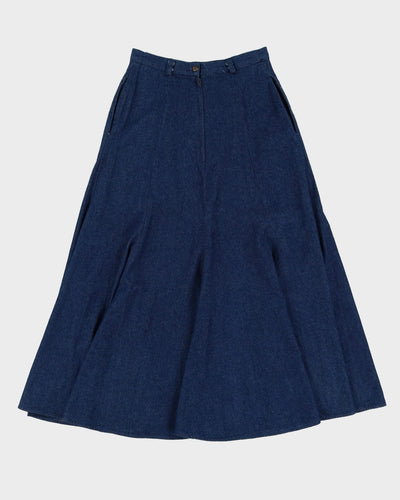 1990s Blue Denim Western Style Midi Skirt - S