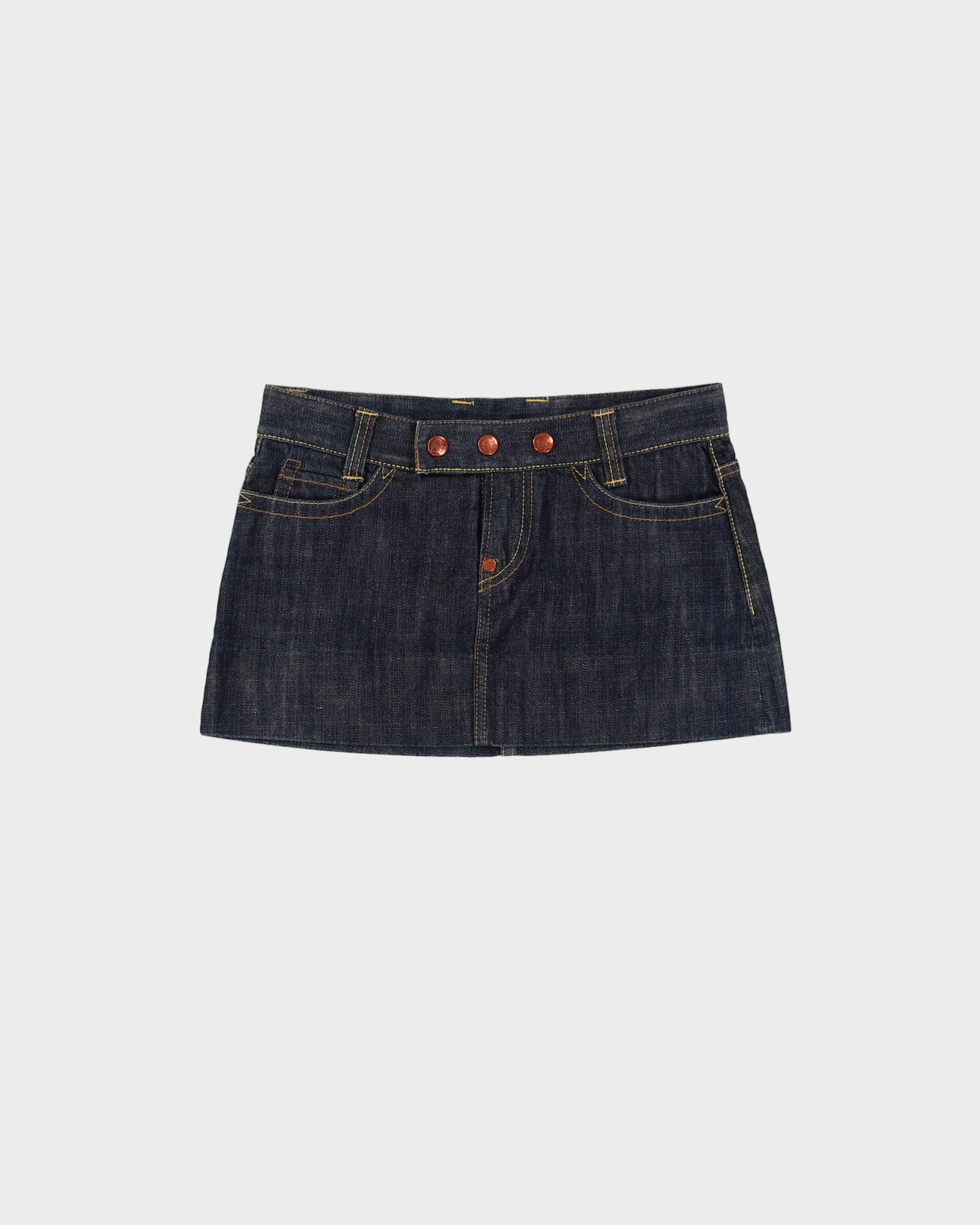 Evisu Logo Indigo Denim Mini Skirt - S