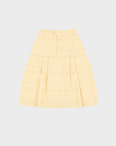 Vintage Yellow Lace A-Line Skirt - XXS