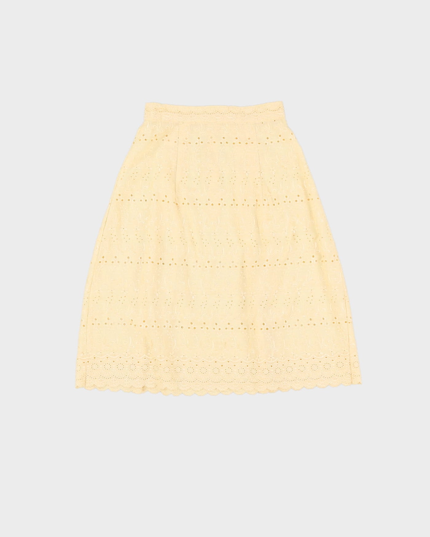 Vintage Yellow Lace A-Line Skirt - XXS