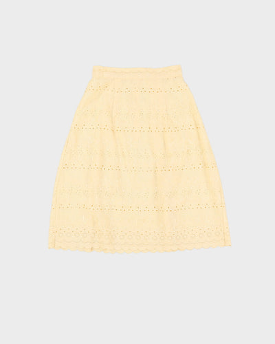 Vintage Yellow Lace A-Line Skirt - XXS