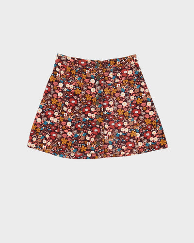 1970s Style Floral Mini Skirt - S
