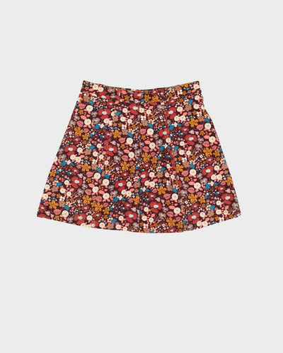 1970s Style Floral Mini Skirt - S