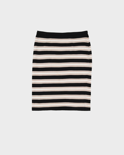 C K Black Stripe Knitted Pencil Skirt - M