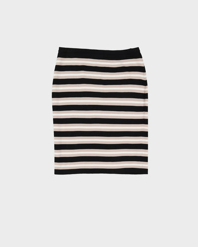C K Black Stripe Knitted Pencil Skirt - M