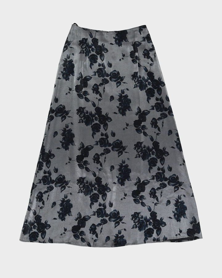 Silver With Blue Roses Skirt - S