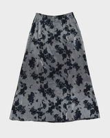 Silver With Blue Roses Skirt - S