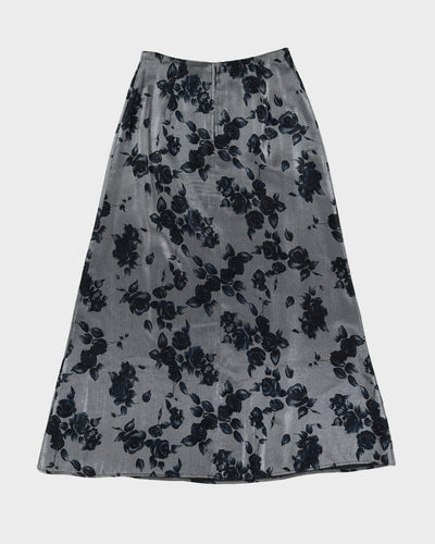 Silver With Blue Roses Skirt - S