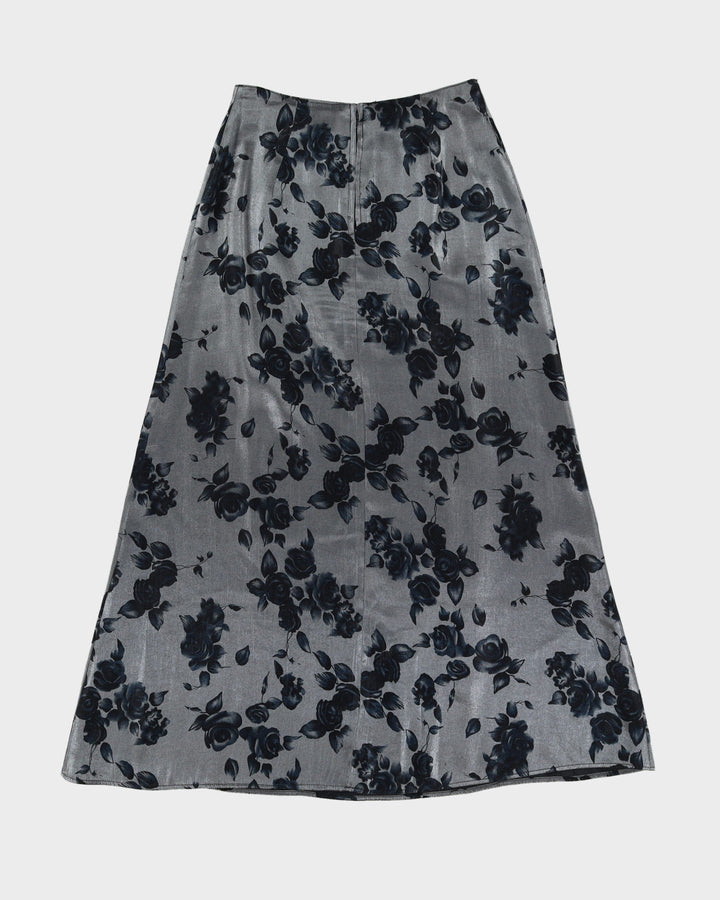 Silver With Blue Roses Skirt - S