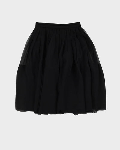 Vintage 1950s Black Chiffon Pleated Skirt - S