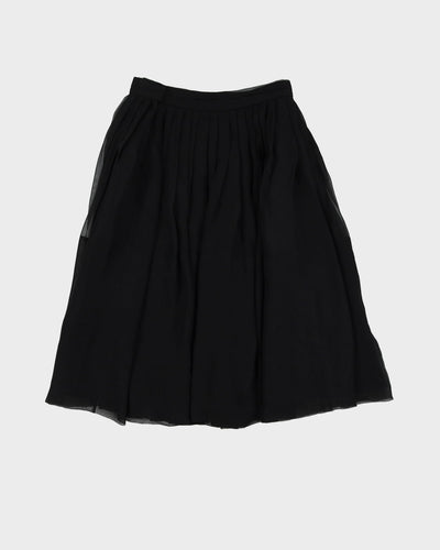 Vintage 1950s Black Chiffon Pleated Skirt - S
