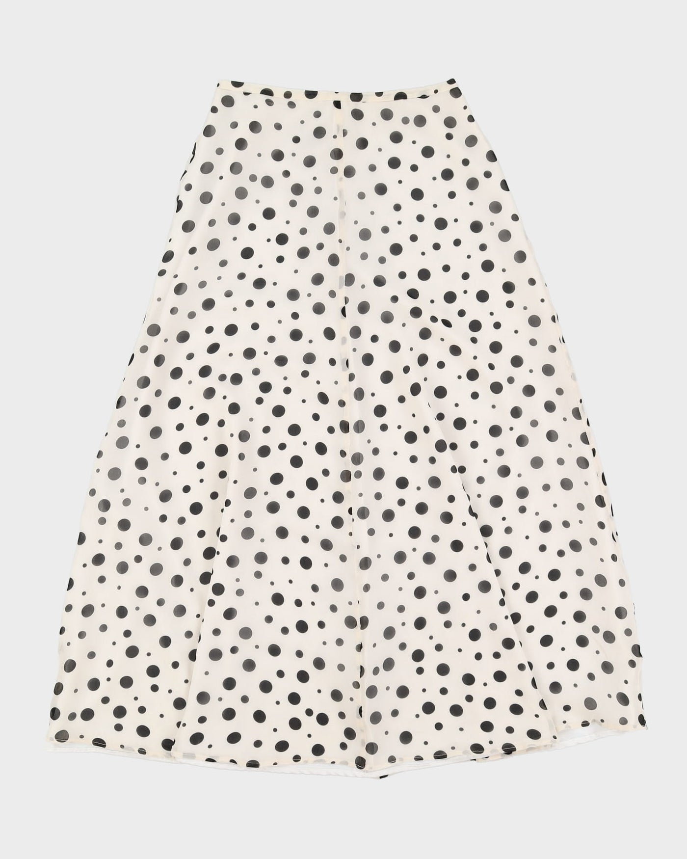 White With Black Dots Chiffon Skirt - S