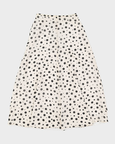 White With Black Dots Chiffon Skirt - S