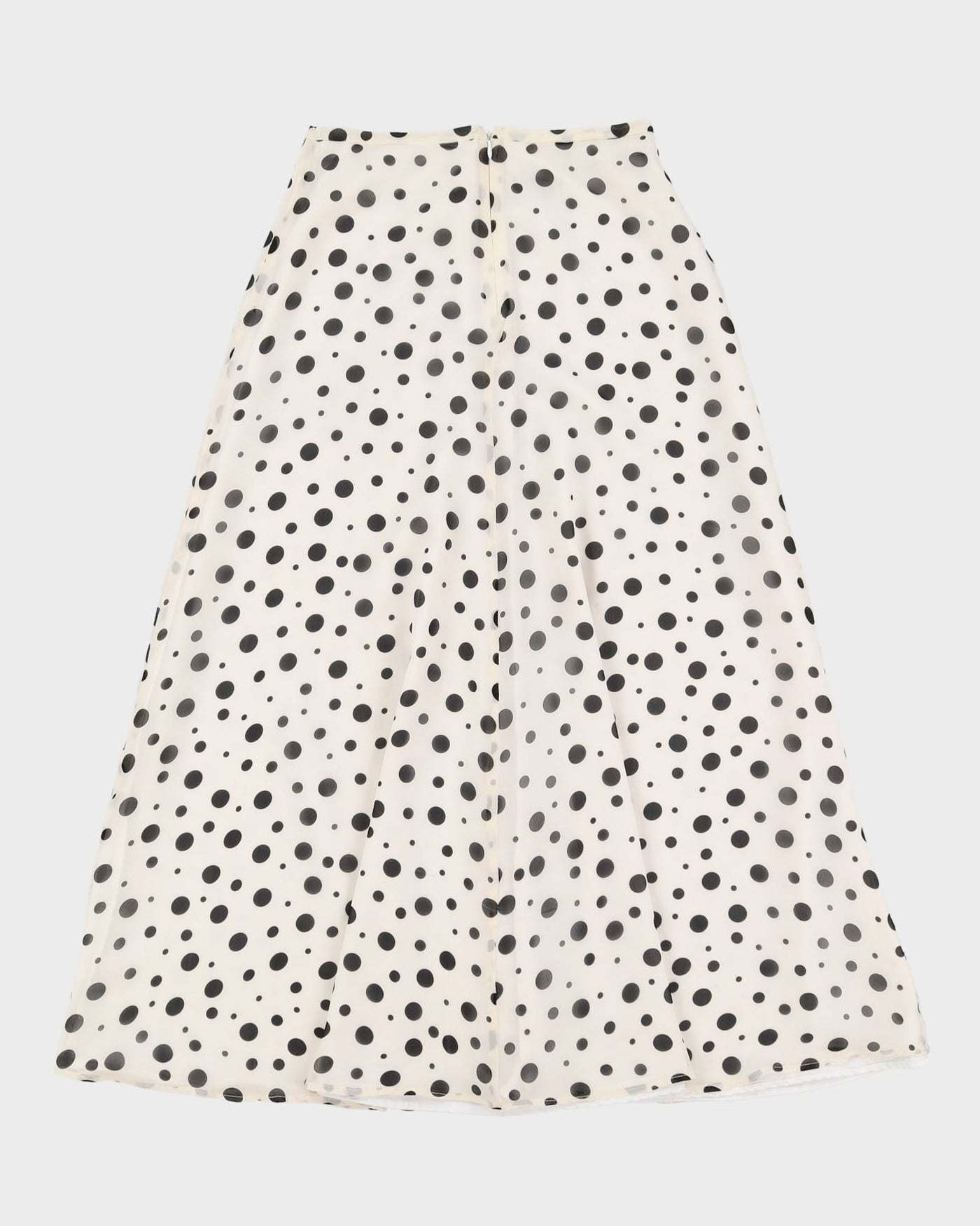 White With Black Dots Chiffon Skirt - S
