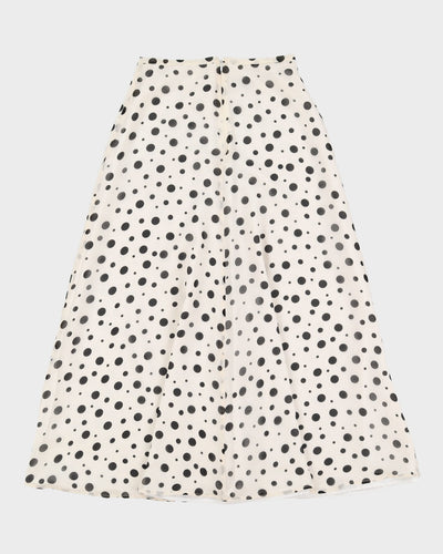 White With Black Dots Chiffon Skirt - S