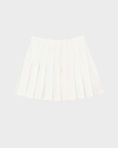White Pleated Mini Tennis Skirt - S