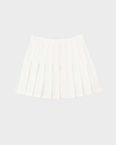 White Pleated Mini Tennis Skirt - S