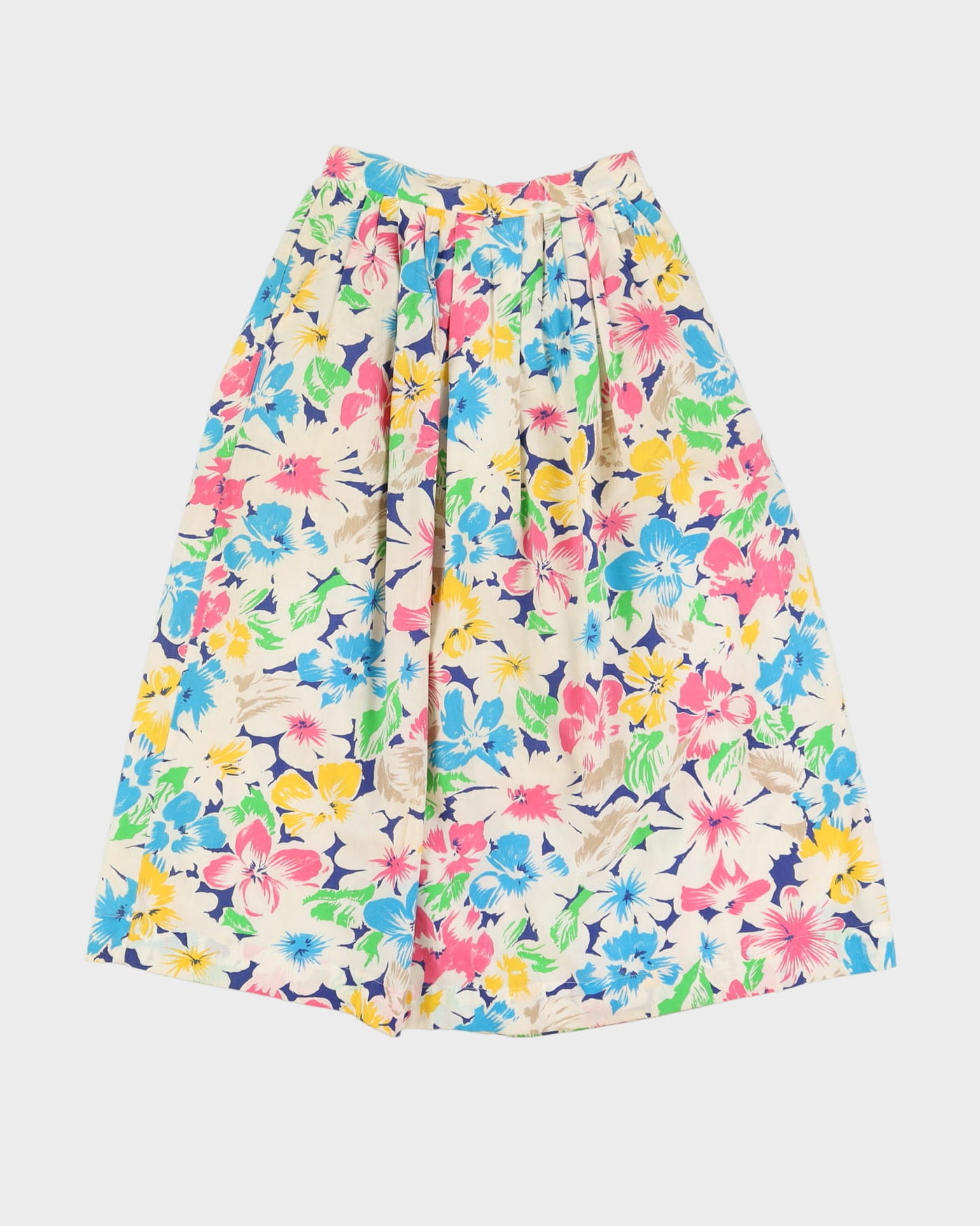 Vintage White With A Floral Pattern Skirt - XS