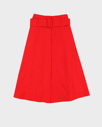 Red With Matching Belt A-line Skirt - XS
