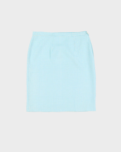 Vintage 1990s Blue Gingham Pencil Skirt - M