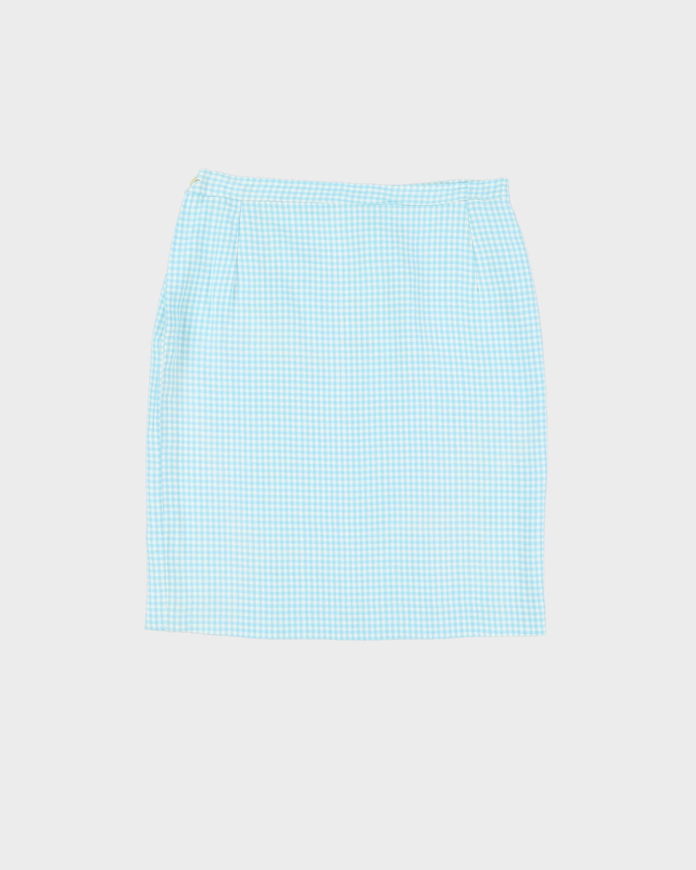 Vintage 1990s Blue Gingham Pencil Skirt - M