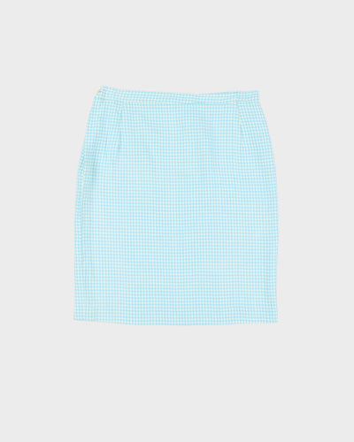 Vintage 1990s Blue Gingham Pencil Skirt - M