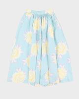 Vintage 1980s Green Floral Midi Skirt - XS