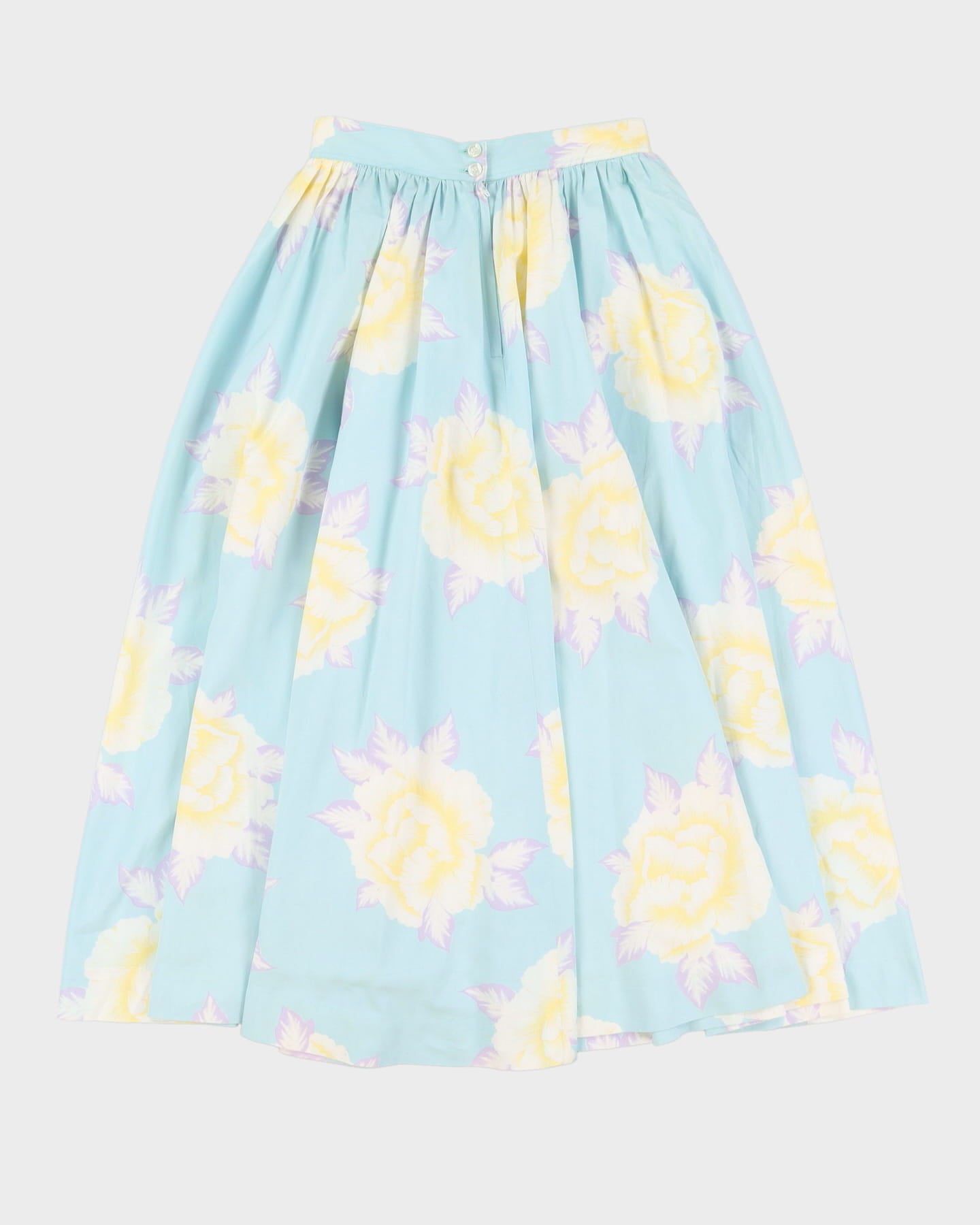 Vintage 1980s Green Floral Midi Skirt - XS