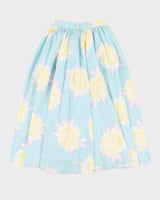 Vintage 1980s Green Floral Midi Skirt - XS