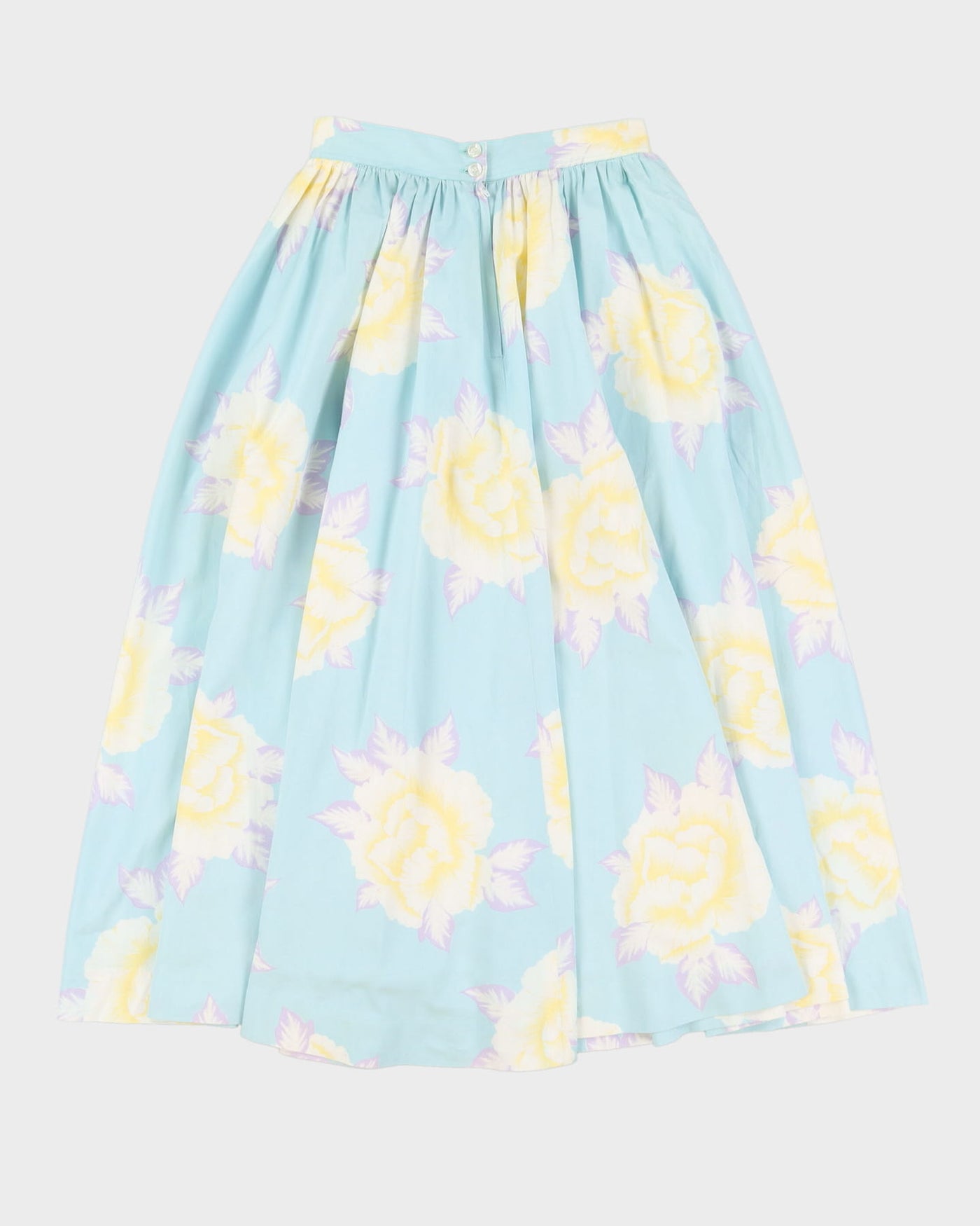 Vintage 1980s Green Floral Midi Skirt - XS