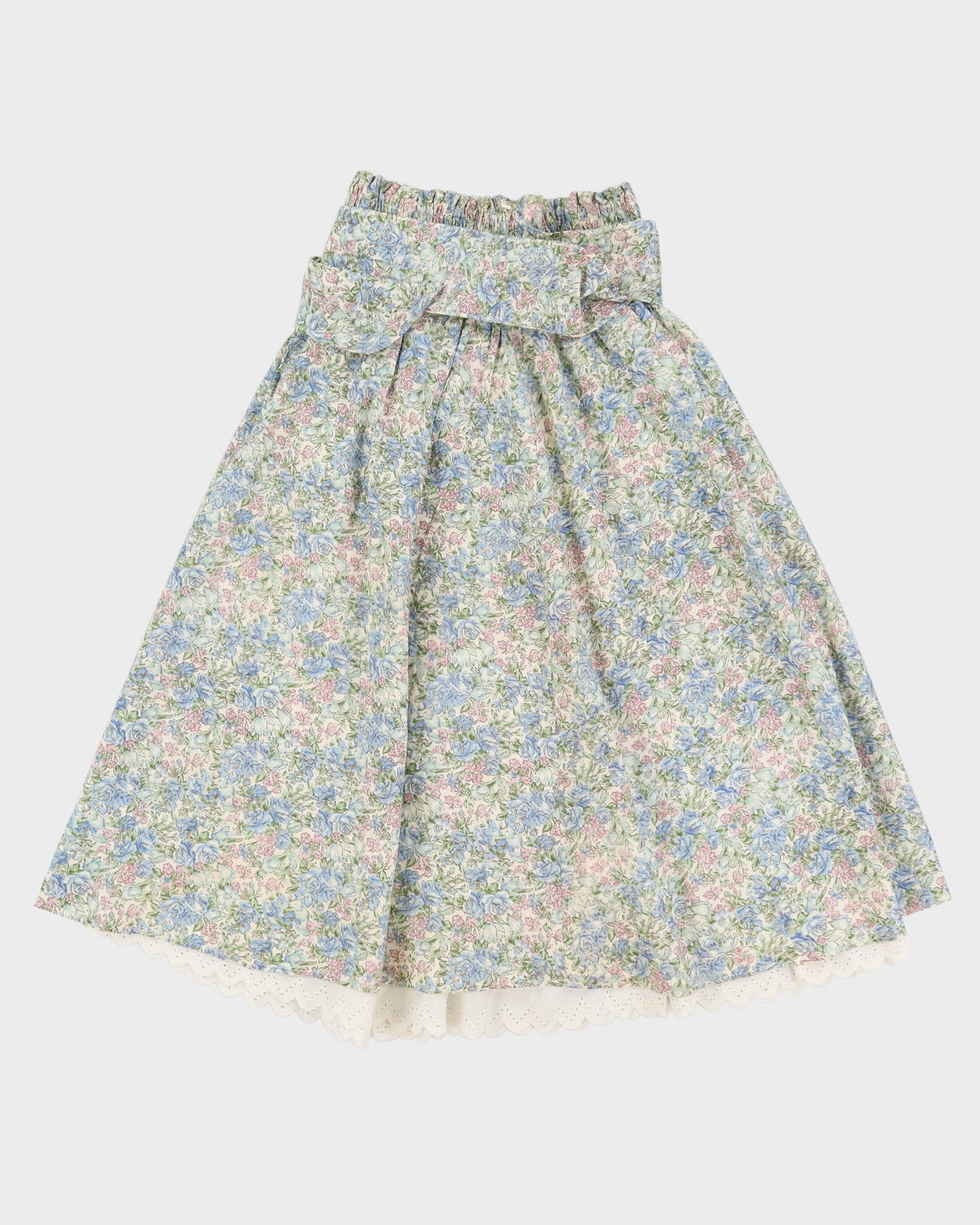 Vintage 1990s Blue Floral Prairie Skirt - S