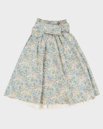 Vintage 1990s Blue Floral Prairie Skirt - S